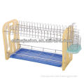 2 Tier Chrome Dish Drainer Rack with Plates,